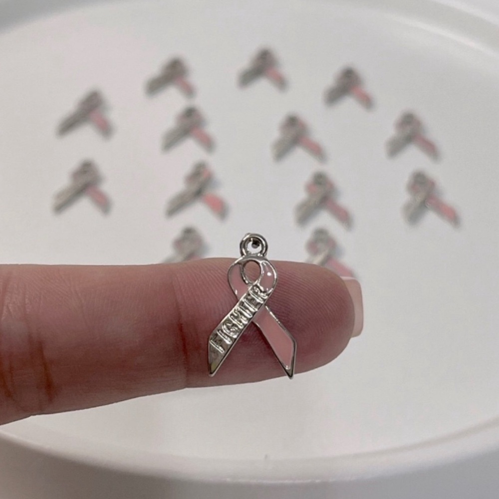 14 Enamel Pink Ribbon “Fighter” Pendant Charm PRICE FIRM